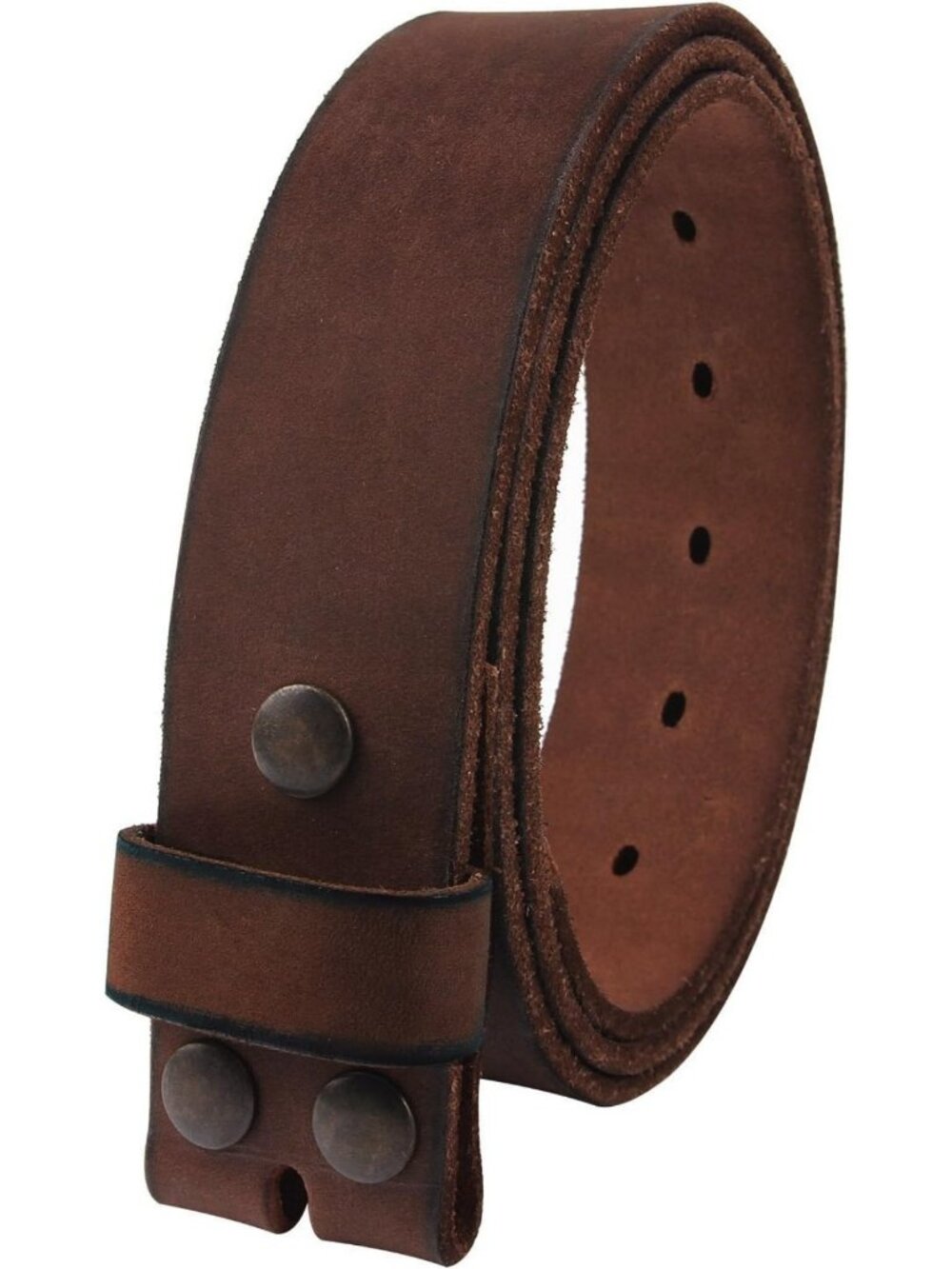 Vintage Distressed Full Grain Leather Belt for Men, Snap-On Strap, 1.5" Wide
